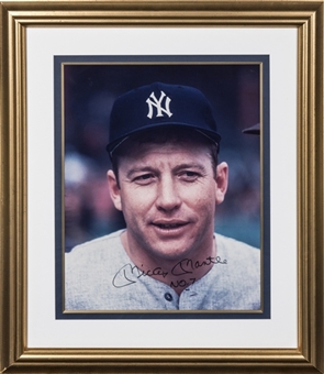 Mickey Mantle Signed & "NO.7" Inscribed Photo In 26x30 Framed Display (JSA)